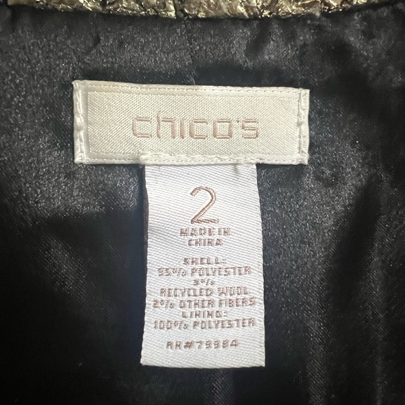 Chico’s Cropped Gold Cocktail Party Metallic Jacket Size 2 US 14 see size chart - Picture 7 of 8